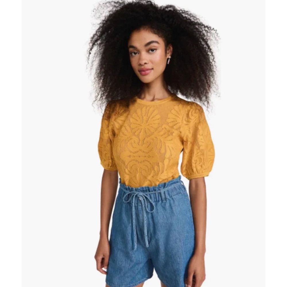 ULLA JOHNSON Carina Top in Goldenrod (Mustard) - Size Medium